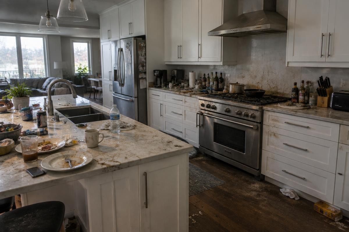 Kitchen before cleaning